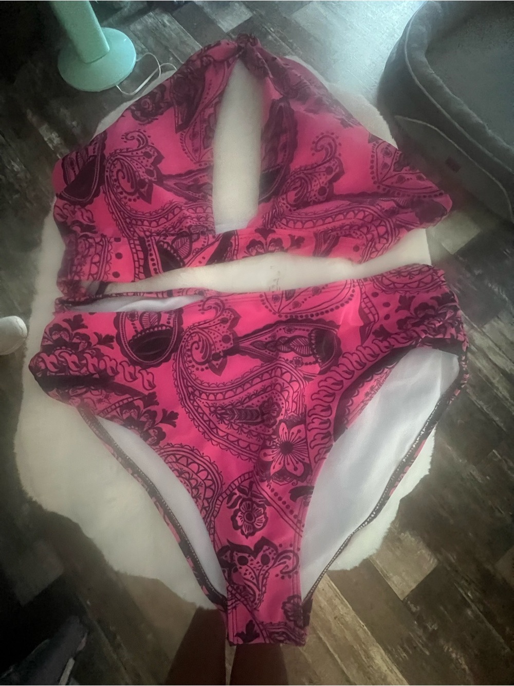 Women's Pink Paisley Halter Bikini Set